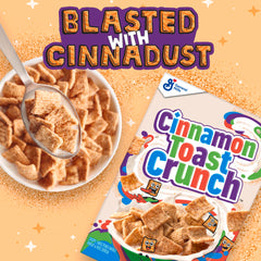 Cinnamon Toast Crunch being scooped into a spoon for a crispy bite