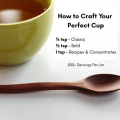 Civilized Coffee Assam powder dissolves in hot water to start your tea fast.