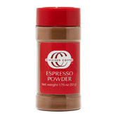 Civilized Coffee Espresso Powder bottle on counter, ideal for baking and drinks.