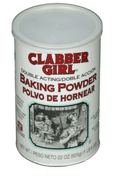 Clabber Girl Double Acting Baking Powder with pop-top can for precise measuring and freshness.