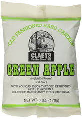 Claey's Green Apple hard candy bag showing glossy pieces for a classic treat.