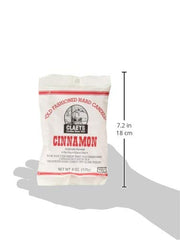 Claeys old-fashioned cinnamon candy bags on shelf highlight convenient 6-ounce portions.