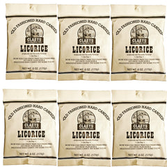 Claeys Old Fashioned licorice hard candy 6-pack front view, ideal for sharing.