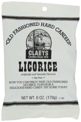 Claeys Old Fashioned Licorice Hard Candy 6 oz, a nostalgic treat ideal for on-the-go snacking.