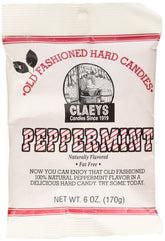 Claey's peppermint hard candy 6 oz bag front view for quick mint refresh on the go.
