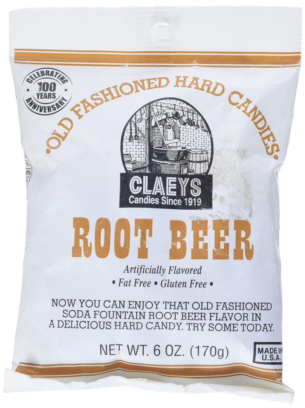 Claeys Root Beer Drops 6oz bottle front, convenient flavor for quick drinks.