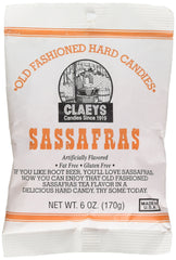 Claeys Sassafras hard candy bag, classic flavor perfect for a nostalgic snack on the go