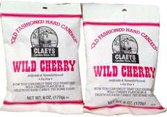 Claeys Wild Cherry old-fashioned hard candy in two-bag pack for convenient snacking.