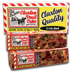 Claxton Fruit Cake box with signature red-and-white stripes, ideal for gifting
