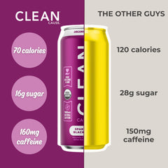 Clean Cause 16oz can emphasizes plant-based energy for everyday routines.
