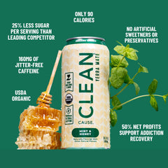 Close-up of Clean Cause Yerba Mate liquid highlights vibrant color and aroma