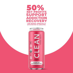 CLEAN CAUSE nutrition panel highlights low calories and low sugar.