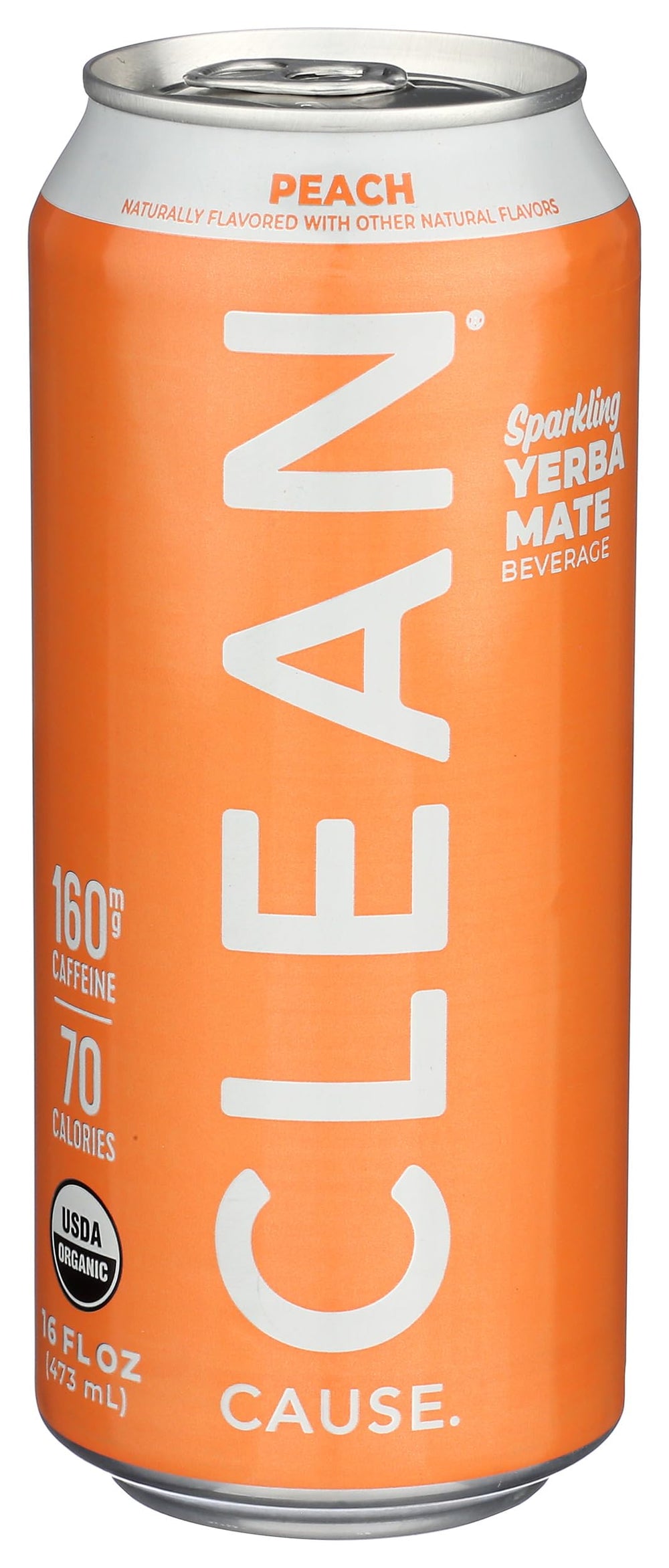 Clean Cause Yerba Mate Energy Drink Peach bottle for a refreshing on-the-go boost