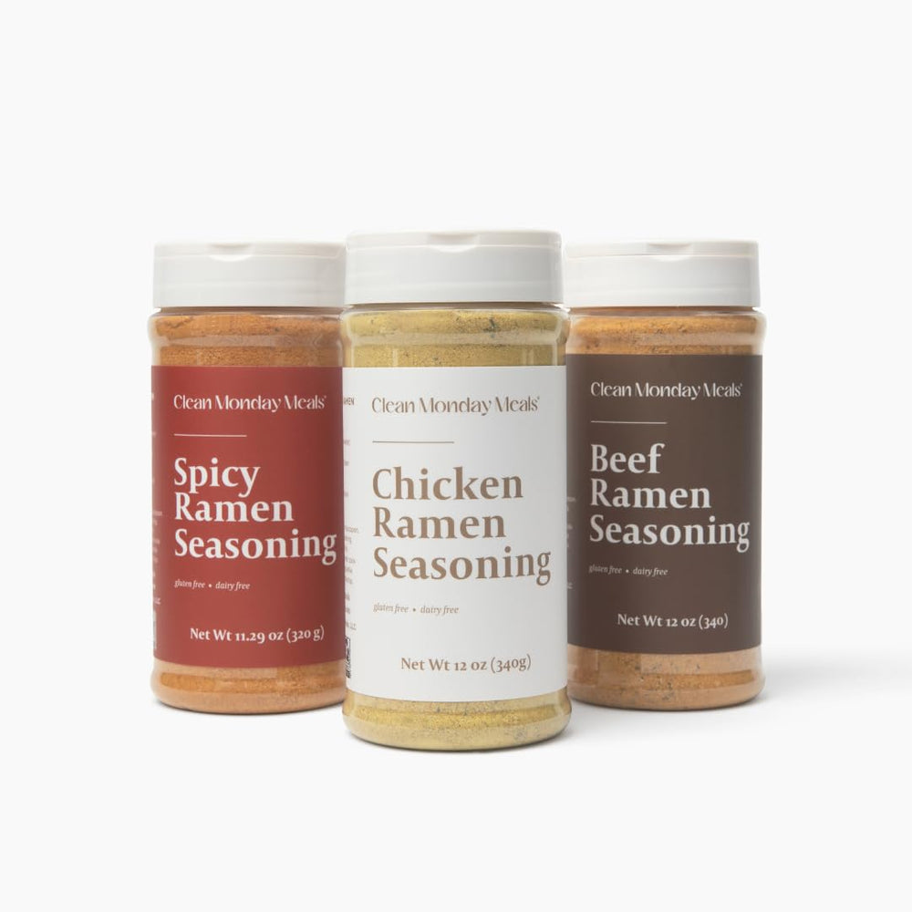 Clean Monday Meals ramen trio chicken pack, perfect for quick restaurant-style noodles.