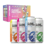 Clean Simple Eats Clear Protein Water Blue Razz can with 20g protein and refreshing taste.