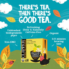 Clipper Tea Lemon & Ginger aroma in a cup highlights refreshing citrus.