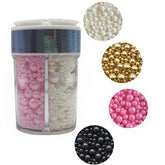 Clonynix edible 4-in-1 white pearls for elegant cake toppers and dessert decor.