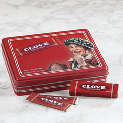Clove Gum 10-pack tin interior shows five-stick packs for sharing.