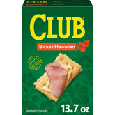 Club Crackers Sweet Hawaiian closeup texture highlights buttery, flaky layers for snacking