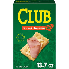 Club Crackers Sweet Hawaiian closeup texture highlights buttery, flaky layers for snacking