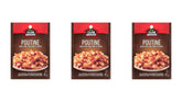 Club House Poutine Gravy Mix 3-pack, front view for quick pantry meals.