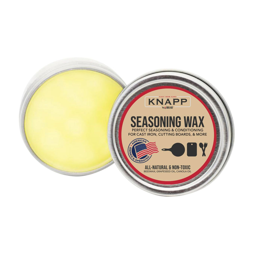CM SCRUBBER Knapp Made seasoning wax label clearly brands the product for cookware care.