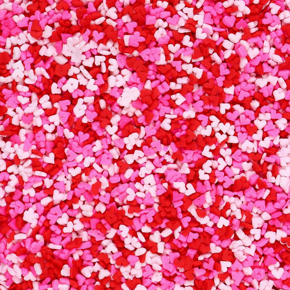 Cobakey Heart Sprinkles on cupcakes in pink and red for festive decoration