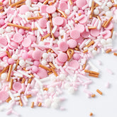 Cobakey pink dye-free sprinkles jar ready for cake decorating and cookies.