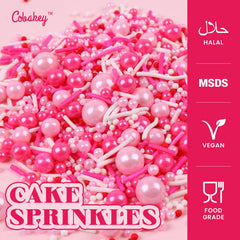 Cobakey pink sprinkles for cookies and cupcakes deliver celebratory accents.