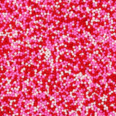 Cobakey Valentine Sprinkles in a 7oz jar with pink, white, and red nonpareils for cake decoration.