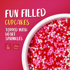 Cobakey Valentine Sprinkles on cupcakes for wedding-ready charm.