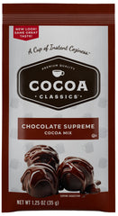 COCOA CLASSICS Chocolate Supreme mix dissolves instantly in hot water.