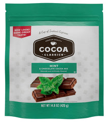 Cocoa Classics Mint Cocoa Mix packet ready for quick cocoa at home