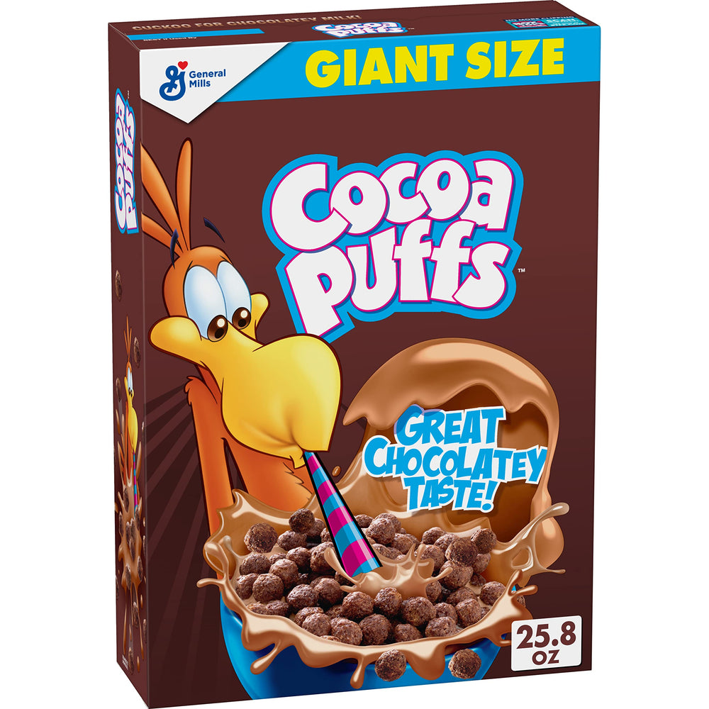 Cocoa Puffs giant size box for family breakfasts and quick refills.