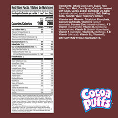 Cocoa Puffs ready-to-eat cereal in a bowl with milk for a quick breakfast.
