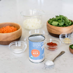 Gluten-free, non-GMO, kosher badges on COCOGOODSCO packaging for clean labeling