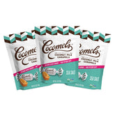Cocomels sea salt coconut milk caramel bite in three-pack pouches for on-the-go snacking.