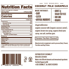 Cocomels creamy coconut caramel close-up shows silky texture and sea salt flavor.