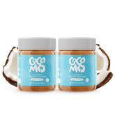 COCOMO coconut peanut butter spread jar with smooth, creamy texture for mornings.