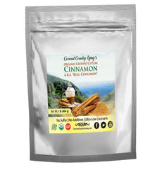Coconut Country Living's cinnamon powder packaging shows premium quality and resealable freshness for easy pantry storage.