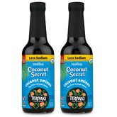 Coconut Secret 2-pack box shows soy-free teriyaki sauce for stir-fries and marinades