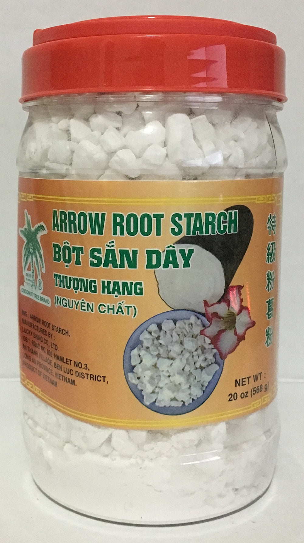 Coconut Tree arrow root starch bag showing 20oz packaging for thickening