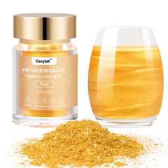 Cocytat Gold edible glitter for cocktails adds dazzling sparkle to drinks.