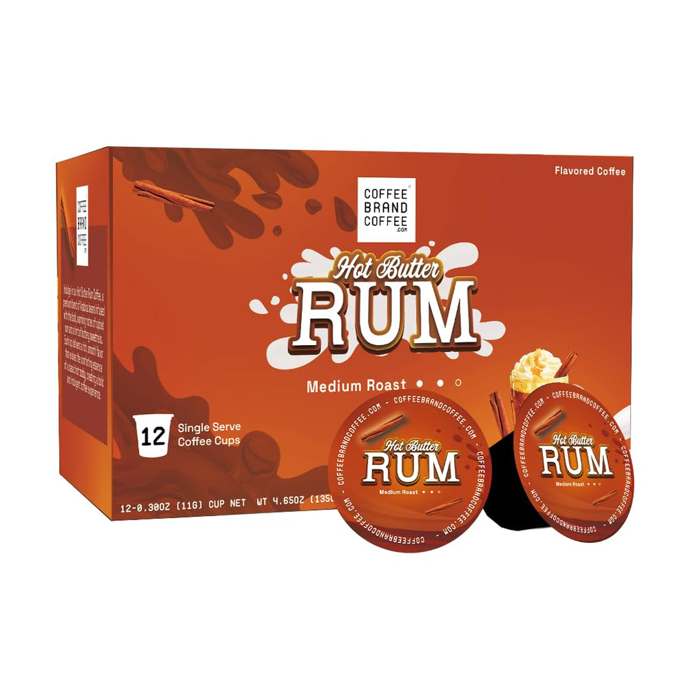 Coffee Brand Coffee hot butter rum K-Cups deliver a warm, creamy morning.