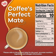 Coffee Mate Cafe Collection Caramel Macchiato label highlights dairy-free and non-dairy options