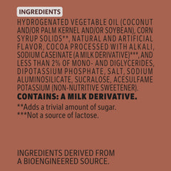 Coffee Mate Chocolate Creme sugar-free powder creamer label close-up lactose-free option