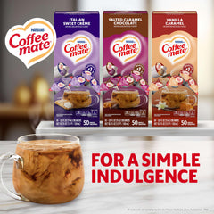 Coffee mate creamer singles Salted Caramel Chocolate, convenient flavor for coffee.