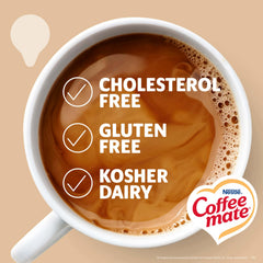 Coffee Mate Original shelf-stable liquid creamer promises convenient storage at room temperature