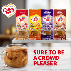 Coffee mate Hazelnut creamer single, rich nutty note for smoother coffee.