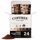 COFFREE Organic Instant Coffee Packets Variety Pack for customizable energy on the go.